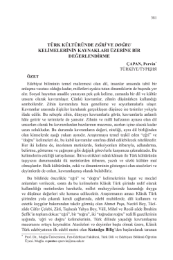 &Ccedil;APAN, Pervin-T&Uuml;RK K&Uuml;LT&Uuml;R&Uuml;NDE EĞRİ VE DOĞRU