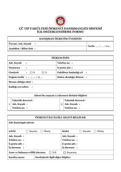 &Ouml;ğrenci Danısmanlık ilk degerlendirme formu