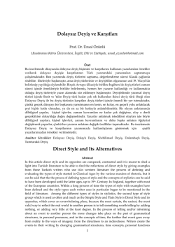 Dolaysız Deyiş ve Karşıtları - Dil ve Edebiyat Eğitimi Dergisi