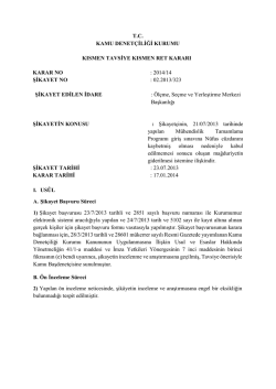 T.C. KAMU DENET&Ccedil;İLİĞİ KURUMU KISMEN TAVSİYE KISMEN