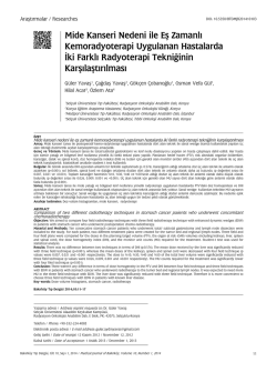 Mide Kanseri Nedeni ile Eş Zamanlı Kemoradyoterapi Uygulanan