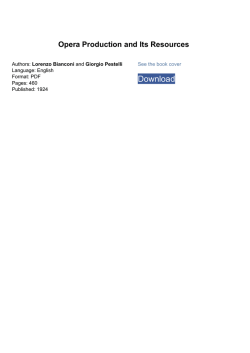 Opera Production and Its Resources by Lorenzo Bianconi and