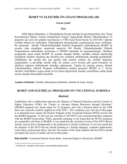 İkmep ve Elektrik &Ouml;nlisans Programları - E-JOIR