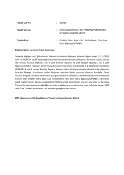 Ticaret Sicil No : 183485 Ticaret Unvanı: : AFM ULUSLARARASI