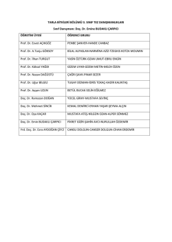 Tarla Bitkileri 3. Sınıf Bitirme Çalışması Danışman Listesi