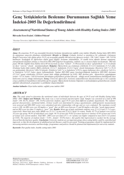Genç Yetişkinlerin Beslenme Durumunun Sağlıklı Yeme İndeksi