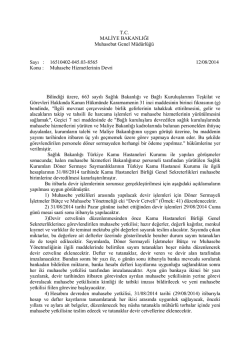 Muhasebe Hizmetlerinin Devri - T&uuml;rkiye Kamu Hastaneleri Kurumu