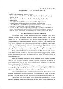 Ders Notu - Çevre Mühendisliği Bölümü