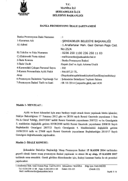 MANİSA İLİ - Şehzadeler Belediyesi