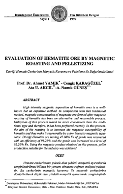 ev aluatıon of hematıte ore by magnetıc roastıng and pelletızıng