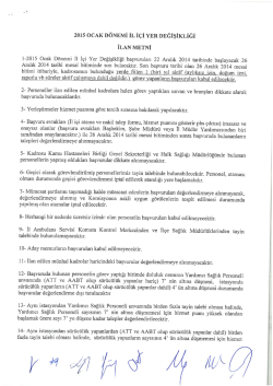 İlan Metni i&ccedil;in Tıklayınız. - Sakarya İl Sağlık M&uuml;d&uuml;rl&uuml;ğ&uuml;