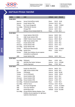 HAFTALIK PİYASA TAKVİMİ 2014 30 Haziran