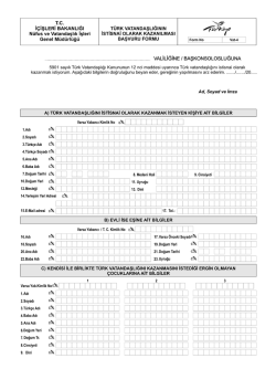 Istisnai Olarak T&uuml;rk Vatandaşlığı Kazanma Formu