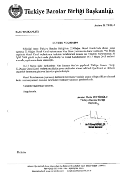 Eki: Liste - T&uuml;rkiye Barolar Birliği