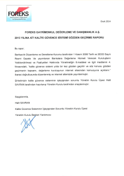 2013 yılına ait kalite g&uuml;vence sistemi g&ouml;zden ge&ccedil;irme raporu