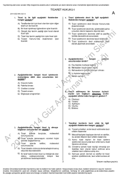 AÖF Ticaret Hukuku 1 | 2014 Ara Sınav İNDİR