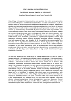 The RE-PUBLIC Workshop: REMAKING the PUBLIC SPACE