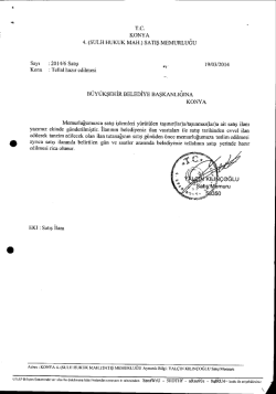 2014/6 Satış W, 19/03/2014 - Konya B&uuml;y&uuml;kşehir Belediyesi
