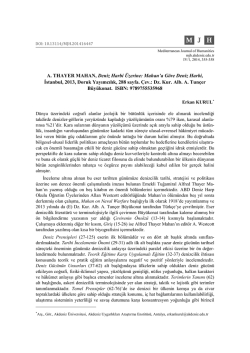 A. THAYER MAHAN, Deniz Harbi &Uuml;zerine