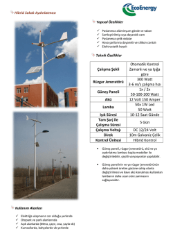 Çalışma Şekli Rüzgar Jeneratörü Güneş Paneli Akü Lamba Işık
