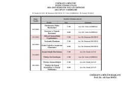 COĞRAFYA B&Ouml;L&Uuml;M BAŞKANI Prof. Dr. Ali Fuat DOĞU