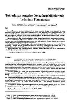 Tekrarlayan Anterior Omuzinstabilitelerinde