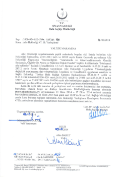 sİvAs vALİLİGı - Sağlık Bakanlığı