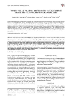 1995-2000 YILLARI ARASINDA KLİNİĞİMIZDE