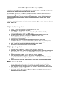 Türkiye Yükseköğretim Yeterlikler Çerçevesi (TYYÇ) Yükseköğretim