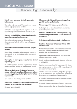 SOĞUTMA - KLİMA Klimanızı Doğru Kullanmak İçin