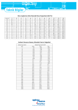 Boru Çaplarına Göre Basınçlı Hava Kapasitesi (dm3/s)