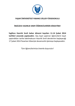 İngilizce Hazırlık Sınıfı &Ouml;ğrencilerinin Dikkatine