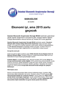 Ekonomi iyi, ama 2015 zorlu ge&ccedil;ecek