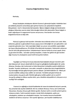 Erasmus Değerlendirme Yazısı