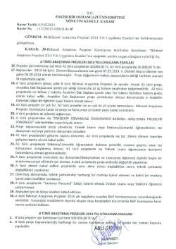ESOG&Uuml; Bilimsel Araştırma Projeleri 2014 Yılı Uygulama Esasları