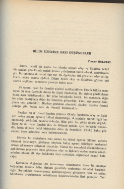 BİLİM &Uuml;zERİNE Bazı D&Uuml;Ş&Uuml;NCELER