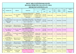 2014 Yılı Eyl&uuml;l Ayı Hizmeti&ccedil;i Eğitim Planı
