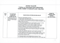 HİZMET STANDARTLARI TABLOSU