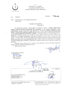 T.c. sAKARYA vALtLİĞİ - Sakarya İl Sağlık M&uuml;d&uuml;rl&uuml;ğ&uuml;