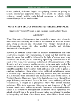 okuma yapılarak, alt katında Doğulu ve azgelişmiş yanlarımızın