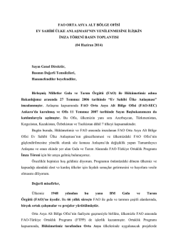 FAO ORTA ASYA ALT B&Ouml;LGE OFİSİ EV SAHİBİ &Uuml;LKE