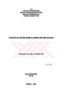 T.c TRAKYA &uuml;NİvERsITEsİ sosYAL BİLİMLER ENsTıT&uuml;s&uuml; MALİYE
