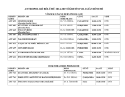 antropoloji b&ouml;l&uuml;m&uuml; 2014-2015 &ouml;ğretim yılı g&uuml;z d&ouml;nemi