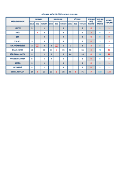 G&Uuml;LNAR M&Uuml;FT&Uuml;L&Uuml;Ğ&Uuml; KADRO DURUMU