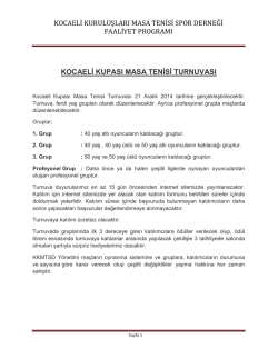 Kocaeli Kupası Masa Tenisi turnuvası (yaş gruplarına g&ouml;re ferdi)