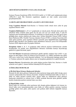 A, B, C, D D&uuml;zenlemesi Uygulama Esasları