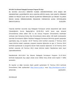 Pedagojik Formasyon Eğitimi Sertifika Programı Duyurusu İ&ccedil;in