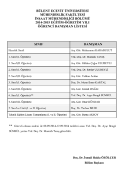 2014-2015 Eğitim-&Ouml;ğretim Yılı &Ouml;ğrenci - İnşaat M&uuml;hendisliği