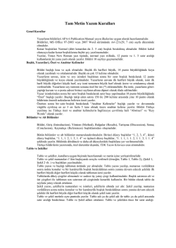 Tam Metin Yazım Kuralları - Savaş ve Edebiyat Sempozyumu