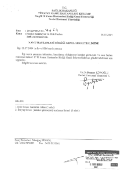 sAĞLIK BAKANLIĞI - Zonguldak Kamu Hastaneleri Birligi Genel